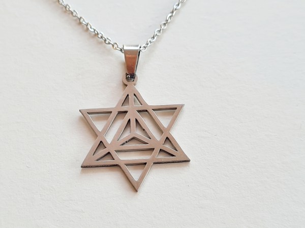 collier merkaba argenté acier inoxydable